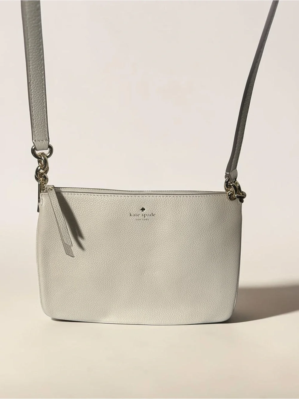 kate spade Pebbled Leather Crossbody Bag in Light Beige